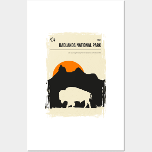 Badlands National Park Vintage Minimal Travel Poster Posters and Art